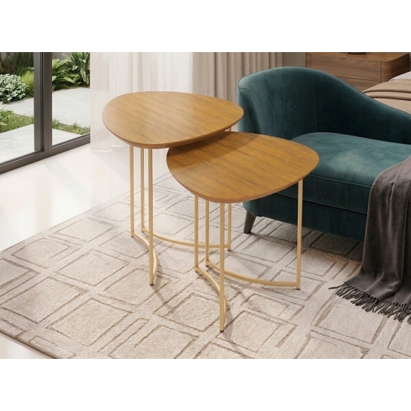 Mesa Lateral Lírios Orgânica Cedro Dourado