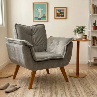 Poltrona Decorativa Opala com Molas e Espuma D28