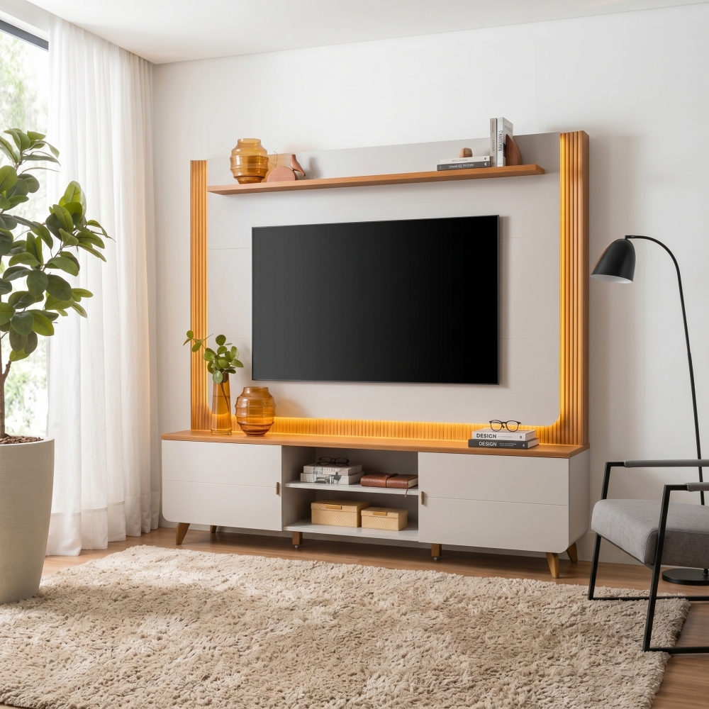 Home Valencia com LED 2,15m Canela/Off White