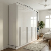 Guarda-Roupa Casal Ripado Boston 8 Portas 8 Gavetas 100% MDF - Branco