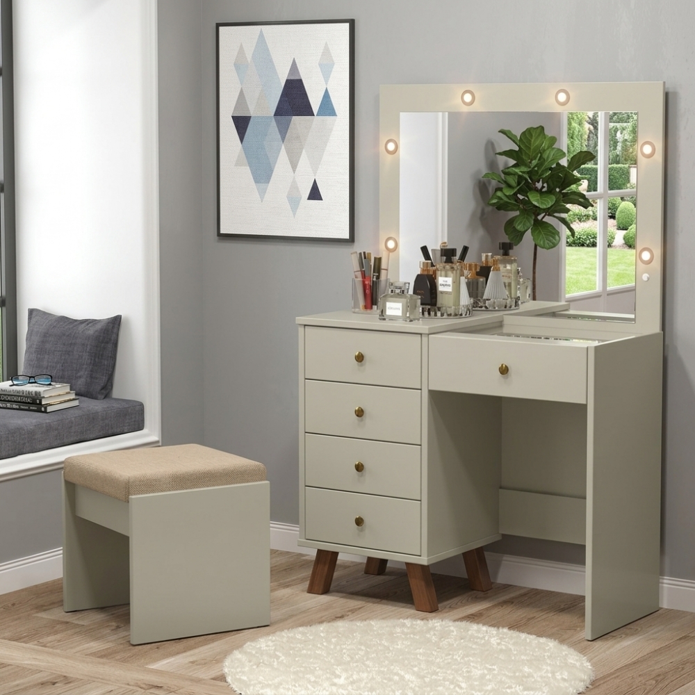 Penteadeira Camarim com LED Melina Off White