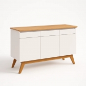 Buffet Gardenia 3 Portas com Tampo em MDF 25mm - Off White/Nature