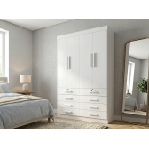 Guarda-Roupa Casal Austin 4 Portas e 8 Gavetas - Branco