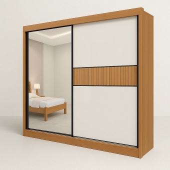 Guarda-Roupa Casal Fresno 2 Portas de Correr e 6 Gavetas