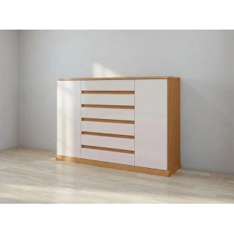 Cômoda 2 Portas 7 Gavetas Bari 1,73m Amêndoa/Off White