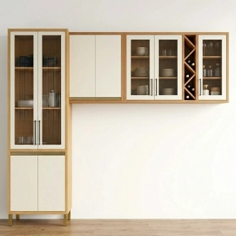 Cozinha Andira 3 Peças Cristaleira e Aéreos Amênd/Off White