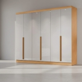 Guarda-Roupa Casal Alvorada 6 Portas e 6 Gavetas 100% MDF - Nature/Off White