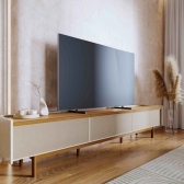 Rack para TV Vanda 2.20m Acabamento Premium - Off White/Nature
