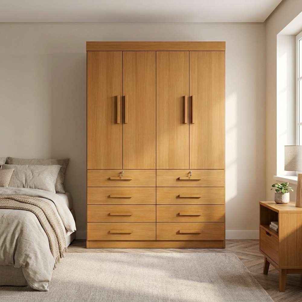 Guarda-Roupa Casal Austin 4 Portas e 8 Gavetas - Cinamomo