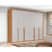 Guarda-Roupa Casal Virtus 6 Portas e 6 Gavetas 100% MDF - Amêndoa/Off White