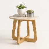 Mesa de Centro Babi Redonda - Off White/Carvalho