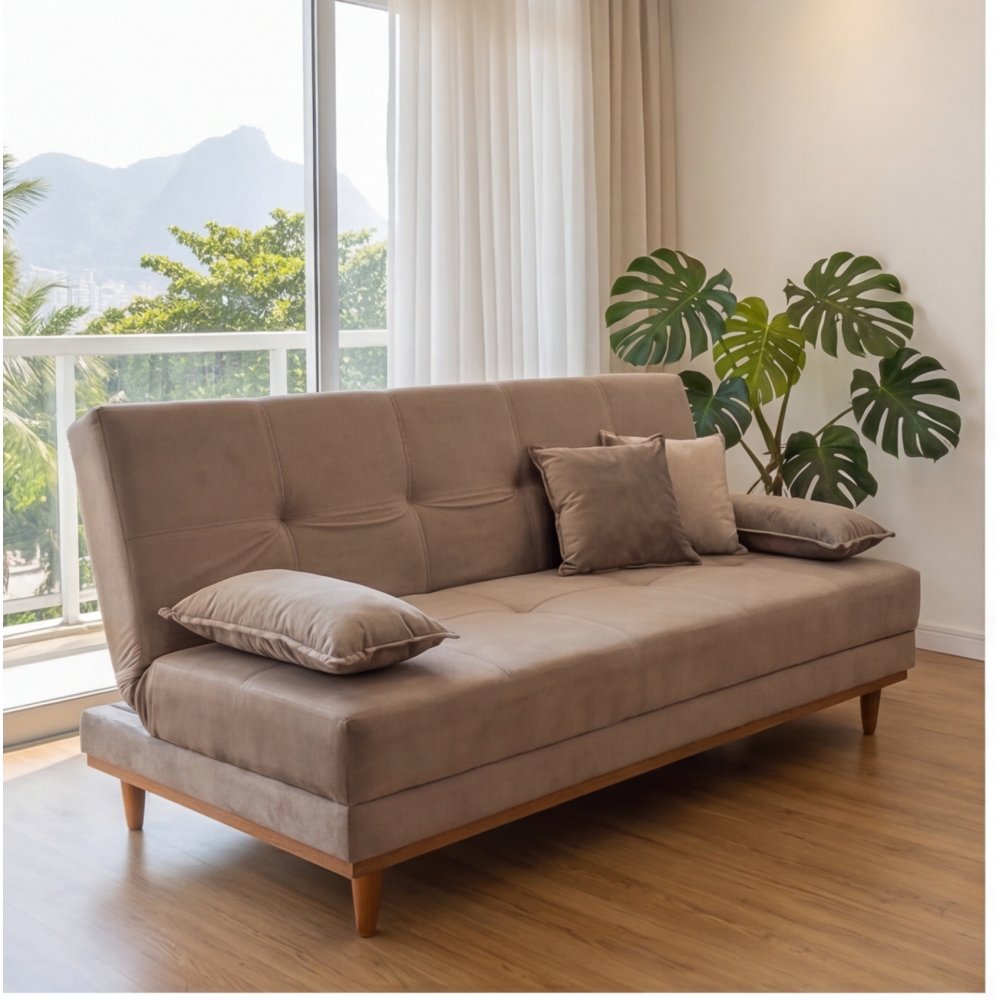 Sofá-Cama 3 Lugares Madrid Reclinável com Espuma D26 - Veludo