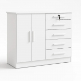 Cômoda Columbus 5 Gavetas com Tampo 25mm e Chave - Branco