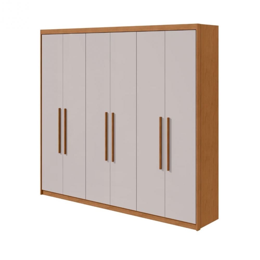 Guarda-Roupa Casal Sollo 6 Portas e 5 Gavetas - Amêndoa/Off White