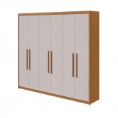 Guarda-Roupa Casal Sollo 6 Portas e 5 Gavetas - Amêndoa/Off White