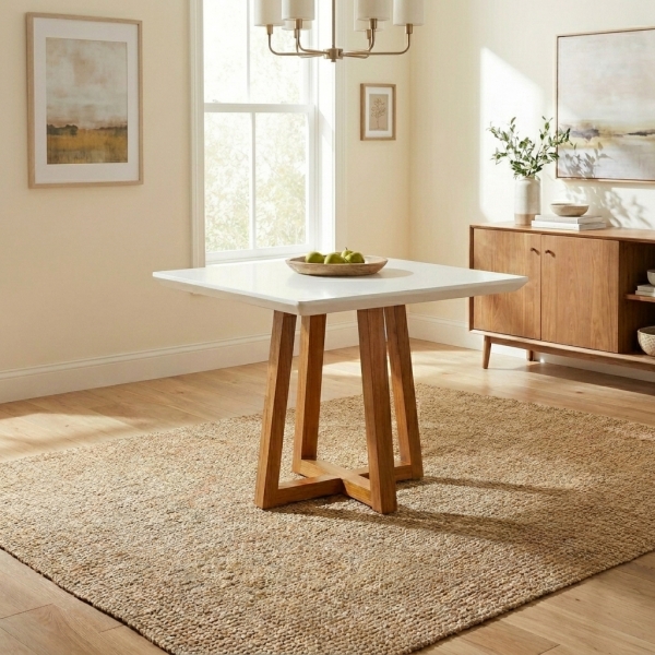 Mesa de Jantar 6 Lugares Jasmin Retangular - Off White/Imbuia