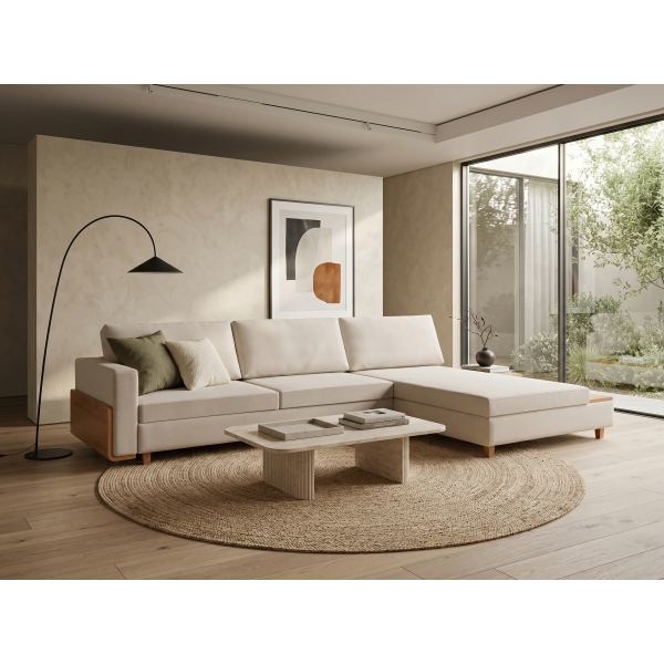 Sofá 2.15m Tesla Living com Chaise Linho