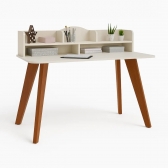 Escrivaninha Kiwi 1.20m com Nichos Organizadores 100% MDF - Off White/Cedro