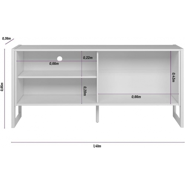 Rack Leon 1.40m MDF/MDP Porta Frisada para TV até 55 - Nature/Off White