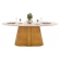 Mesa de Jantar Orgânica Celeste com Tampo de Vidro Temperado - Off White/Cedro