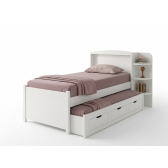 Cama Solteiro Denver Plus com Auxiliar e 2 Gavetas - Branco