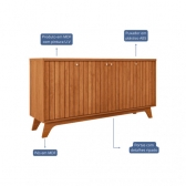 Buffet Rubi 1.52m com Portas Ripadas e Pés Inclinados - Nature