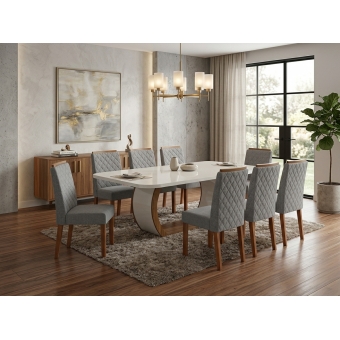 Conjunto Mesa de Jantar Robust 2,20m com 8 Cadeiras Diva