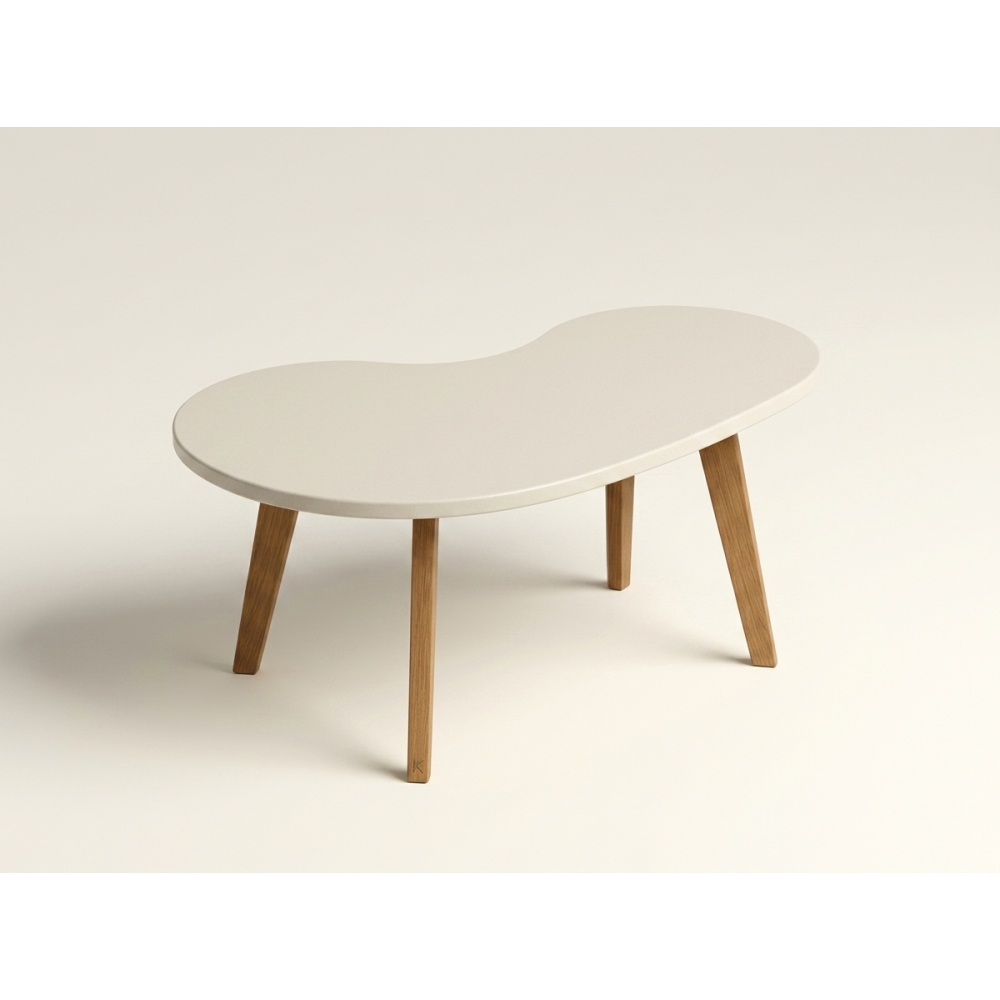 Mesa de Centro Orgânica em Formato de Feijão Retrô - Off White