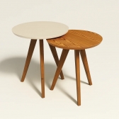 Conjunto de Mesa Lateral Gardenia - Off White/Nature