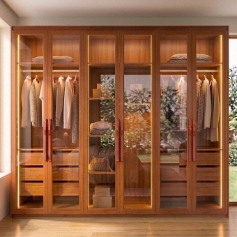 Guarda-Roupas Casal 6 Portas 100% MDF com LED CRISTAL GLASS