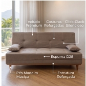 Sofá-Cama 3 Lugares Madrid Reclinável com Espuma D26 - Veludo