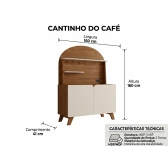 Cantinho do Café Califórnia com Painel Curvo Retrô - Cedro/Off White
