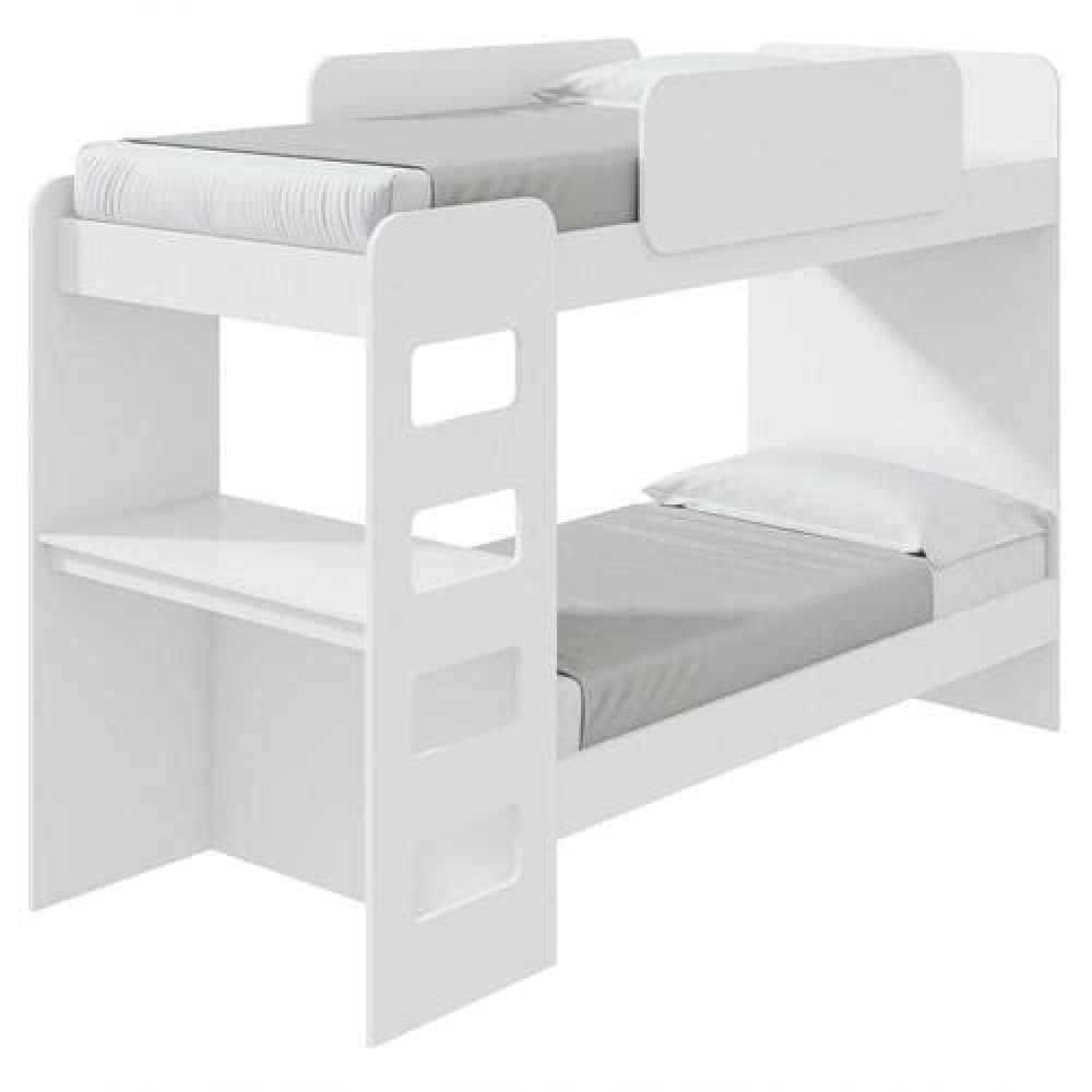 Beliche Solteiro com Escrivaninha e LED Valore - Branco