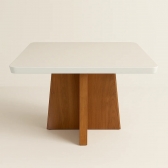 Mesa de Jantar 4 Lugares Porto Tampo de Vidro - Off White/Naturale