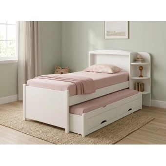 Cama Solteiro Denver Plus com Auxiliar e 2 Gavetas