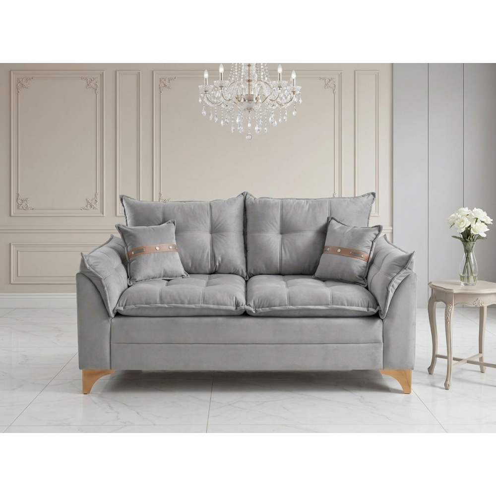 Sofá Living Firenze 2,00m Assento D28 Soft e Molas Espirais - Cinza
