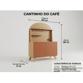 Cantinho do Café Califórnia com Painel Curvo Retrô - Naturale/Terracota