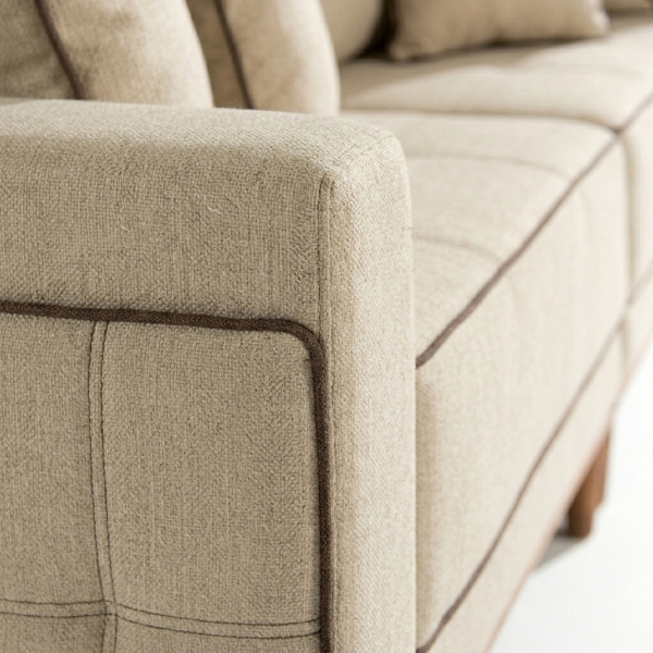 Sofá Living Loren 2.16m 3 Lugares Molas Ensacadas - Linho Areia