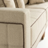 Sofá Living Loren 2.16m 3 Lugares Molas Ensacadas - Linho Areia