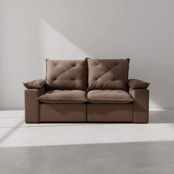 Sofá Retrátil e Reclinável Grécia com Pillow Top - Marrom