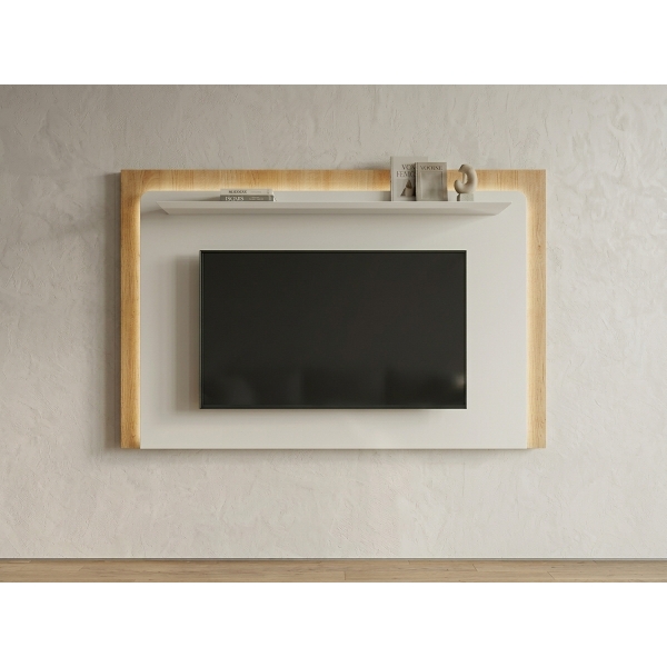 Painel para TV com Iluminação LED Begonia - Off White/Nature