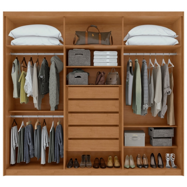 Guarda-Roupa Casal Sollo 6 Portas e 5 Gavetas - Amêndoa/Off White