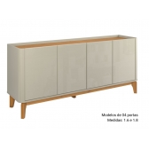 Balcão Buffet 4 Portas Flay - Off White/Cinamomo