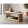 Mesa de Centro Veneza com Vidro Pintado e Rodízios - Cinamomo/Off White