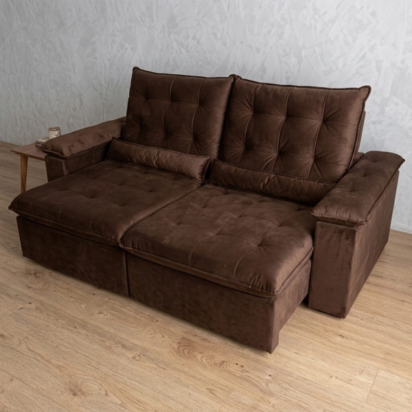 Sofá Retrátil e Reclinável Grécia com Pillow Top - Marrom