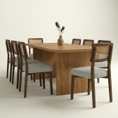 Conjunto Mesa Jantar Floresta 180x90 Nogal 6 Cad