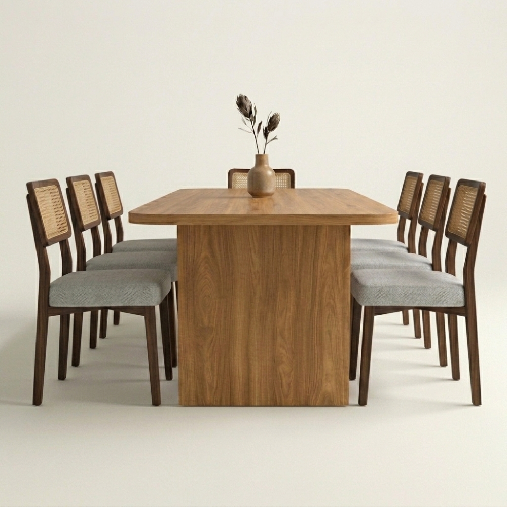 Conjunto Mesa Jantar Floresta 180x90 Nogal 6 Cad