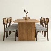 Conjunto Mesa Jantar Floresta 180x90 Nogal 6 Cad