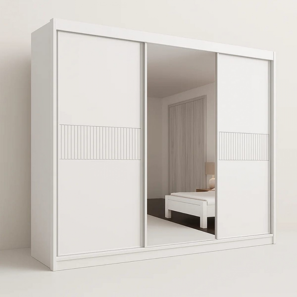Guarda-Roupa Casal Las Vegas 3 Portas de Correr e 6 Gavetas - Branco