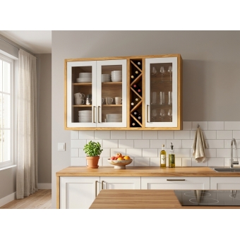 Armário Aéreo de Cozinha Andira 1.20m com Porta Vidro Reflecta